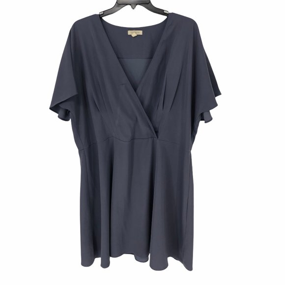 loralette Dresses & Skirts - Loralette Dusty Blue Fit and Flare Surplice Dress